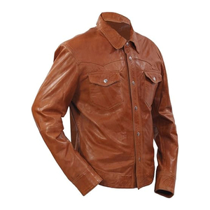 Men's Brown Satin Anti-Wrinkle ODM Casual Moto T-<b>Shirt</b> Full Sleeve Stand Collar Solid Color Winter Wear - Product Image 5
