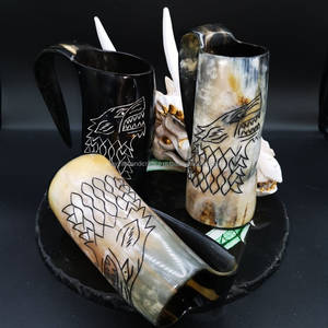 Tasse en corne sculptée pour boire de l'eau de la bière Viking Horn Tankard Horn for Home Hotel From India - Product Image 1