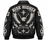 Blouson en cuir pour homme, design avec patch brodé, col rabattable, fermeture éclair, style moto d'hiver, blouson bomber noir