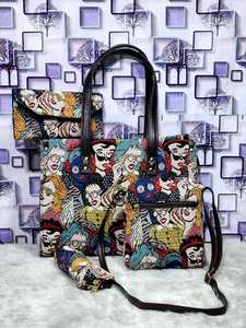 Conjunto de Bolsos de Mano para Mujer con Patrón Geométrico de Lujo, 4 Piezas, Cierre de Cremallera Antirrobo, Bordado, Colección de Bolsos de Diseñador, Bolso Tote y Bandolera - Product Image 3