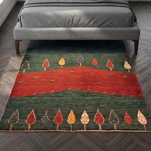 Alfombra Artesanal de Lana con Diseño Tribal, Tejida a Mano, Escena Tradicional de Pueblo, Decorativa para Sala de Estar o Dormitorio - Product Image 2