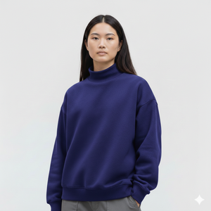 Sweat-shirt en molleton à col roulé surdimensionné pour femme - Coupe décontractée, pull décontracté pour l'hiver/l'automne, tissu respirant et écologique - Product Image 5