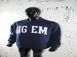 Sudadera GIG EM DARK BLUE con cuello alto, 100% algodón, con apliques bordados blancos, cuello ancho, hilos finos. - Product Image 2