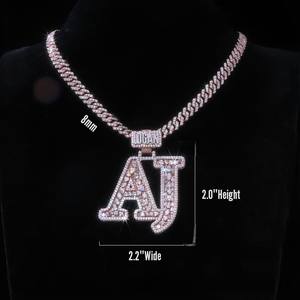 Colgante Personalizado con Doble Letra, Brillante, con Moissanita VVS de Corte Mixto, con Corte Baguette, Pera y Princesa, Joyería de Mosaico, de Moda - Product Image 4