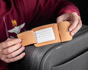 Personalized Genuine Leather Luggage Tags Travel Bag Tags Privacy Flap Suitcase <b>Name</b> <b>Labels</b> Custom Foil LMP-0293 - Product Image 2