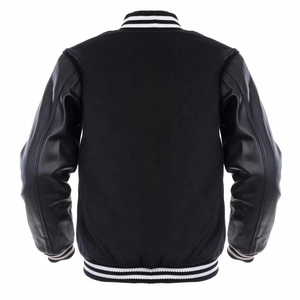 Custom Logo Varsity Jacket Leather Sleeve Black Embroidery Varsity Jacket Letterman - Product Image 2