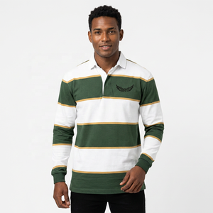 <b>Men's</b> <b>Long</b> <b>Sleeve</b> <b>Shirt</b> Green <b>White</b> Gold Embroidered Logo Turn-down Collar Full <b>Sleeve</b> Regular Fit All Seasons - Product Image 5