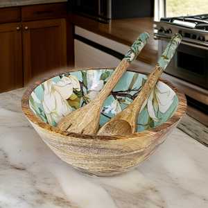 Bol de service en bois floral artisanal non traité 1 kg Modèle HCZ-207 pour la table de fête et la cuisine par HANDICRAFTS ZONE - Product Image 2