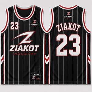 Wholesale Direct Ziakot Industry Custom Black White Pinstripe White-Gray Authentic Basketball Jersey - Product Image 6