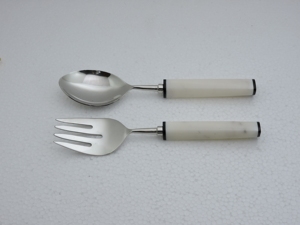 premium 304 stainless steel salad <b>server</b> resin handle spoon fork serving utensil set for <b>buffet</b> restaurant wholesale OEM - Product Image 5