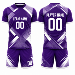Tenue de football haut de gamme coupe athlétique, ensemble maillot et short imprimé couleur unie, personnalisable pour équipe, entraînement et matchs professionnels - Product Image 1