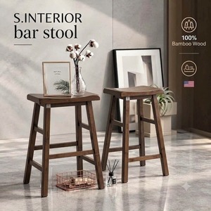 53CM WALNUT BROWN BAR STOOL <b>WOODEN</b> COUNTER STOOL MODERN HIGH STOOL DINING <b>CHAIR</b> FOR <b>KITCHEN</b> - Product Image 1