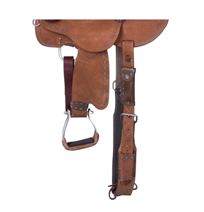 Conjunto de aparejos de cuero occidental repujado a mano con trenzado turquesa para montura de caballo de placer, senderismo y barril, acabado rugoso - Product Image 3