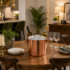 Premium Hammered Copper Wine Cooler <b>Bucket</b> with Ring Handles | Stainless Steel Lined Champagne Ice <b>Bucket</b> for Wine <b>Beer</b> Beverage - Product Image 5
