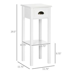 Tavolino Laterale Alto a 2 Ripiani con Cassetto, Comodino Sottile Salvaspazio, Tavolo Consolle Stretto con Maniglia in Metallo per Soggiorno - Product Image 3