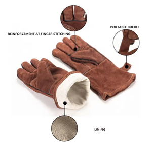 Guantes de Trabajo de Seguridad para Soldadura MIG de Cuero Vacuno de Manga Larga, Aislantes, Flexibles y de Alta Resistencia, en Oferta - Product Image 2