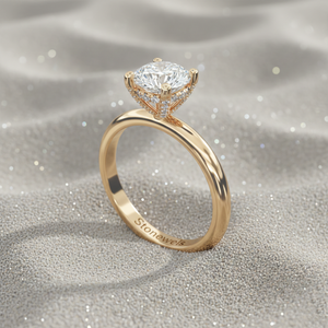 Bague de fiançailles solitaire ronde Stonewels en or massif 14 carats |   Diamant cultivé en laboratoire |   Sertissage à griffes |   pour un luxe certifié - Product Image 4