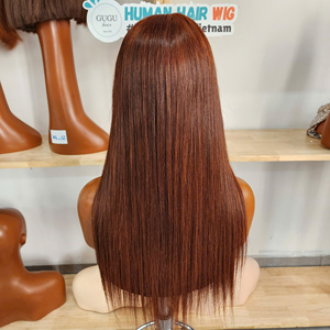 20 Inch Transparent Lace Front Pre Plucked <b>Brown</b> Color Glueless Wig 100% Vietnamese Virgin Human Hair <b>Medium</b> Cap for Women - Product Image 4