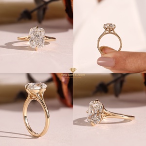 Anillo de Compromiso Solitario con Corte Cojín Impresionante, Claridad VVS2, Color E, 4.00 Quilates, Oro Sólido de 14K, Diamante CVD Cultivado en Laboratorio con Certificación IGI - Product Image 5