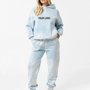 Ensemble de survêtement décontracté pour femme, hiver, en polaire, coupe ample, manches longues, avec sweat à capuche tie-dye uni et pantalon de jogging à cordon de serrage - Product Image 5