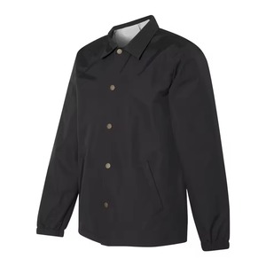 Breathable Best Selling Black Solid Color OEM Custom Lightweight Customized Design Zipper Up Men <b>Coaches</b> Jacket For Online Sale - Product Image 2