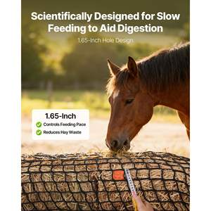 Filet à balles de foin en PE pour l'équitation, 5,91 x 5,91 x 5,91 pi, mailles de 1,65 pouce, conception sans nœuds, attaches zippées, modèle navette à aiguille - Product Image 4