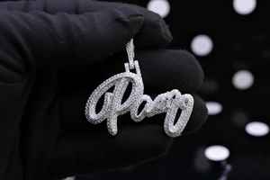 Pendentif Lettre Initiale Bicolore en Argent Sterling 925 avec Moissanite VVS Hip Hop, Passe le Test du Diamant - Product Image 3