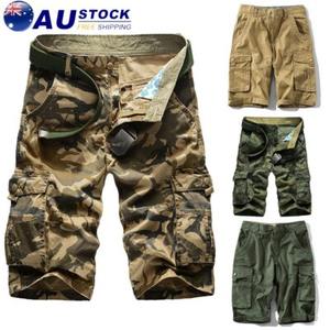 Shorts de sport camouflage personnalisés pour hommes grandes tailles, pantalon cargo en coton tricoté à motif uni, taille mi-haute avec braguette boutonnée, décontracté, nouveau design tendance - Product Image 5