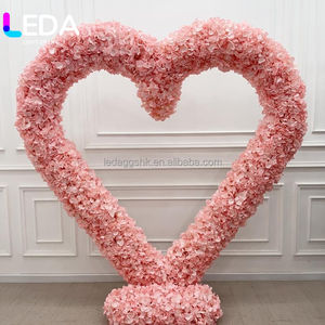 LEDA Wedding Backdrop Stage Valentine <b>Decorations</b> Marriage Proposal Red <b>Pink</b> Blue Hydrangea Artificial Flowers Heart Arch - Product Image 3