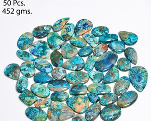 Lot de cabochons en mélange d'azurite et de chrysocolle, pierres précieuses naturelles bleu-vert polies, pierres brutes pour la fabrication de bijoux, approvisionnement en gros - Product Image 1