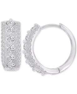 Piccoli orecchini a cerchio in zirconi cubici in argento Sterling, 0.66 "| Macacy's - Product Image 4