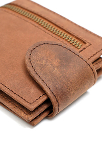 Excellent Men's Genuine Leather Slim <b>Wallets</b> Fold Closure <b>RFID</b> Blocking Zipper Closure Minimalist Design Vintage <b>Wallets</b> - Product Image 6