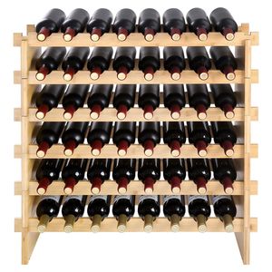 Portabottiglie Modulare Impilabile a 6 Ripiani in Legno di Bambù Massiccio per 48 Bottiglie, Espositore Autoportante per Vini - Product Image 1