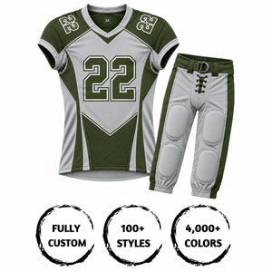Ensemble d'uniformes de football américain pour hommes, sublimé, col en V, manches courtes, polyester respirant, ajusté, toutes saisons - Product Image 1