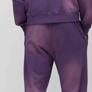 Chándal de hombre casual de invierno con bordado, lavado ácido, bolsillos laterales, transpirable, 100% algodón, forro polar, corte acampanado apilado - Product Image 6
