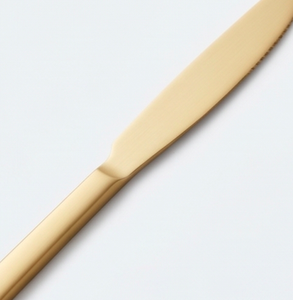 Ensemble de couverts en or mat, design minimaliste, passe au lave-vaisselle, vaisselle de mariage, couverts avec manche long et fin - Product Image 3
