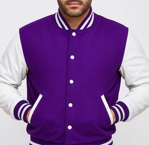 <b>Mens</b> Fashion <b>Varsity</b> <b>Jacket</b> Casual Slim Fit <b>Bomber</b> Baseball Letterman Wool <b>Jacket</b> - Product Image 2