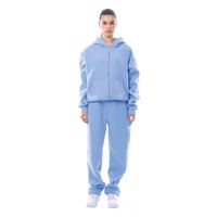 Ensemble de survêtement tendance pour femme, deux pièces, à capuche, uni, avec fermeture éclair, style streetwear, pour l'hiver, fabriqué au Pakistan, prix de gros OEM