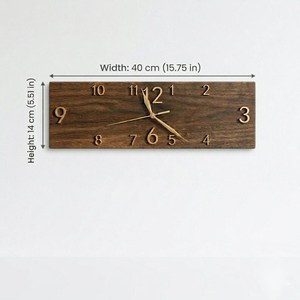 Farmhouse Rectangular Wooden <b>Wall</b> <b>Clock</b>, Rustic Gold Number Decor - Product Image 2