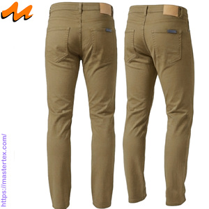 Pantalon décontracté pour homme MASTER TEXTILE, coupe slim droite, couleur unie, taille mi-haute, sergé tissé respirant, fermeture boutonnée, rivets - Product Image 3