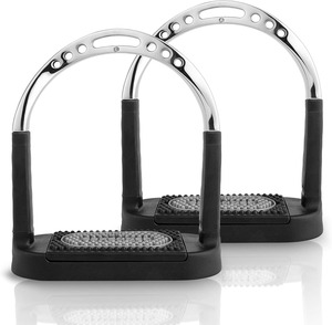 สำหรับอุปกรณ์ยึดเท้าแบบ Flexcite Twisted Safety Stirrups (รุ่น T4 49 ทำจากอะลูมิเนียมสแตนเลส) เพื่อบรรเทาอาการปวดข้อเท้า พื้นผิวแบบกันลื่นขนาด 120 มม. ให้สัมผัสที่นุ่มนวล - Product Image 2