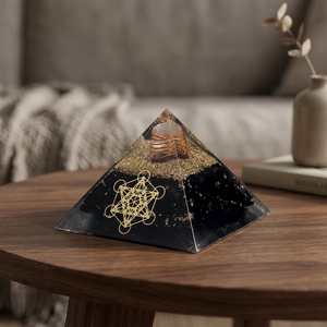 Pirámide de Shungita Natural Ecológica Hecha a Mano para Decoración del Hogar Feng Shui, Cristal de Meditación para Acción de Gracias y Halloween - Product Image 4