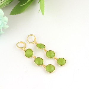 Pendientes colgantes de peridoto y cuarzo azul suizo, plata de ley 925, chapados en oro de 14 quilates, con clip, joyería de piedras preciosas para mujer - Product Image 3