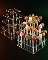 Support de présentation carré transparent en acrylique étanche pour sucettes avec impression et plusieurs trous pour fêtes, événements et utilisation sur bureau