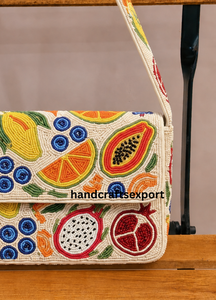 Colorful Beaded Fruit Pattern High Quality Handmade Professional Strong & Safe Luxury Fashion Shoulder <b>Bag</b> Customizable Options - Product Image 3