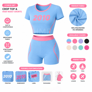 HMR Sorority Sisterhood Custom LOGO Women Seamless Yoga Sets <b>Short</b> Sleeve <b>Crop</b> <b>Top</b> High Waist Workout <b>Shorts</b> - Product Image 6