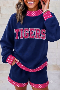 Sudadera Personalizada para Mujer con Cuello Alto, Ribete a Cuadros, Diseño Deportivo Vintage con Gráficos de Tigres, para Otoño e Invierno - Product Image 6