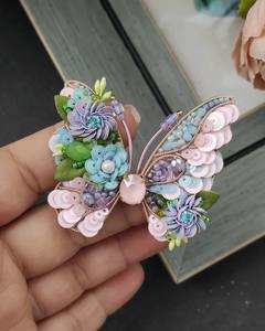 Artisan Floral Beaded Brooch Hand Embroidered Decorative Gift for <b>Birthdays</b> Anniversaries and Holidays - Product Image 2