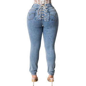 Pantalones de Verano para Mujer 2026, Jeans Ajustados de Estilo Urbano, Pantalones con Cordones y Aberturas, Jeans de Mezclilla para Mujer - Product Image 1