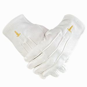 Guantes de Trabajo Ceremoniales Blancos de Algodón 100% Premium con Logotipo Personalizado para Uso Masónico, Secado Rápido, para las Cuatro Estaciones - Product Image 2